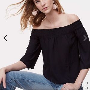 LOFT Black Off the Shoulder Top, Size S